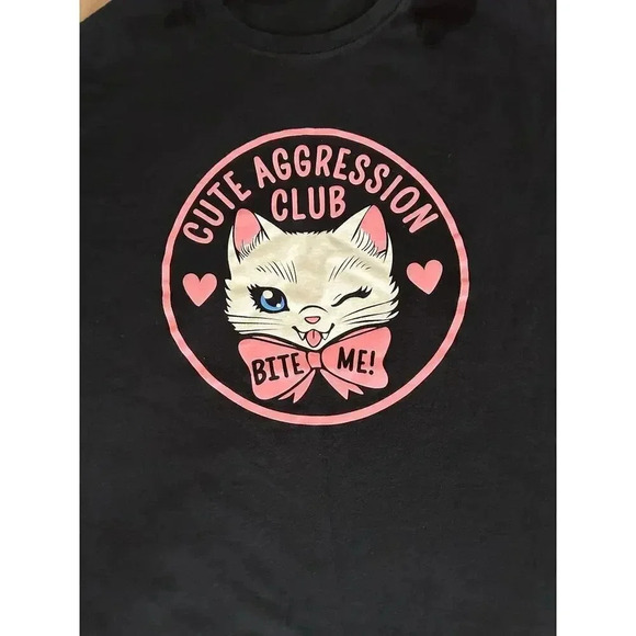 Cute Aggression Club women’s Cat Black T-Shirt size medium - Picture 4 of 4